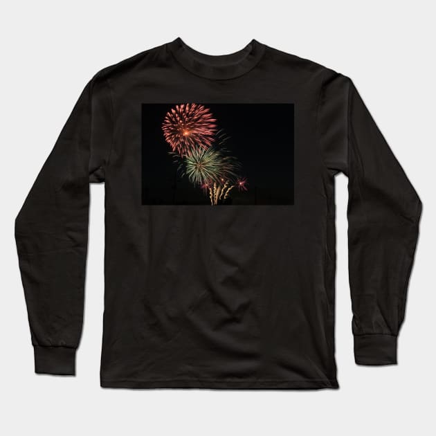 Fire Works at night in the sky Long Sleeve T-Shirt by ROBERTDBROZEK